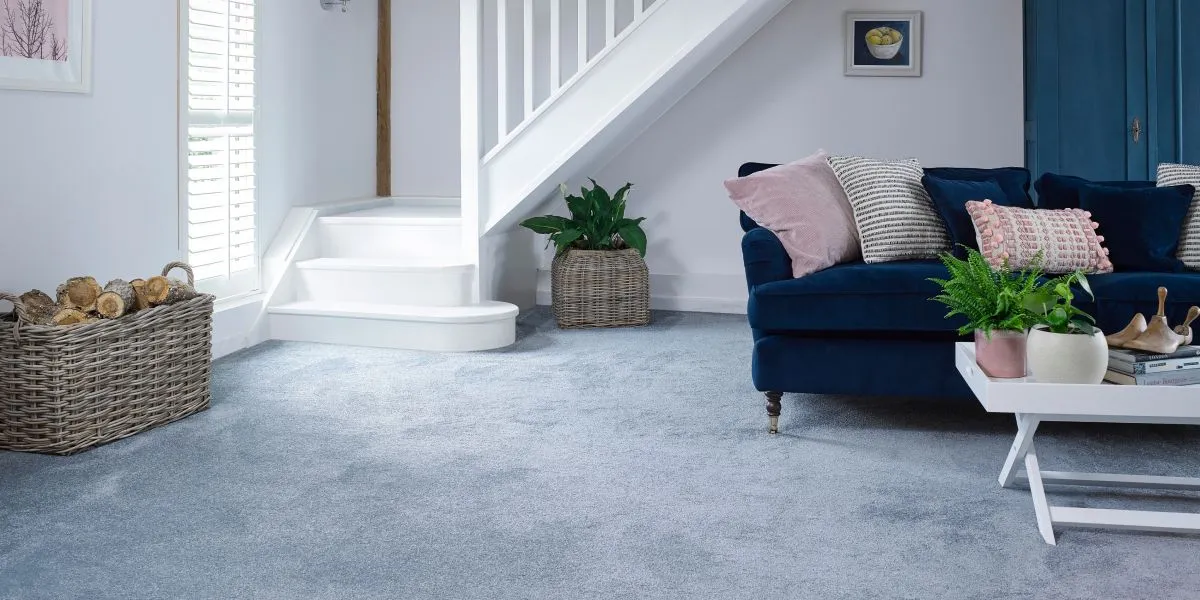 Abingdon Bluebell carpet in living room
